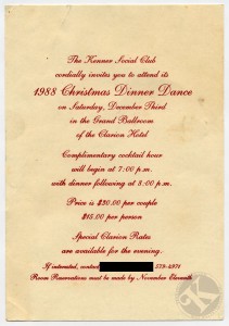 Kenner 1988 Dinner Dance Invitation
