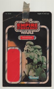 Stormtrooper 31 back proof card used to label a large box full of proofs