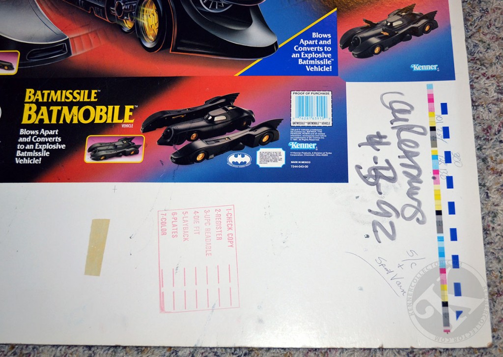 Kenner Batman Returns Batmissle Batmobile Proof Sheet