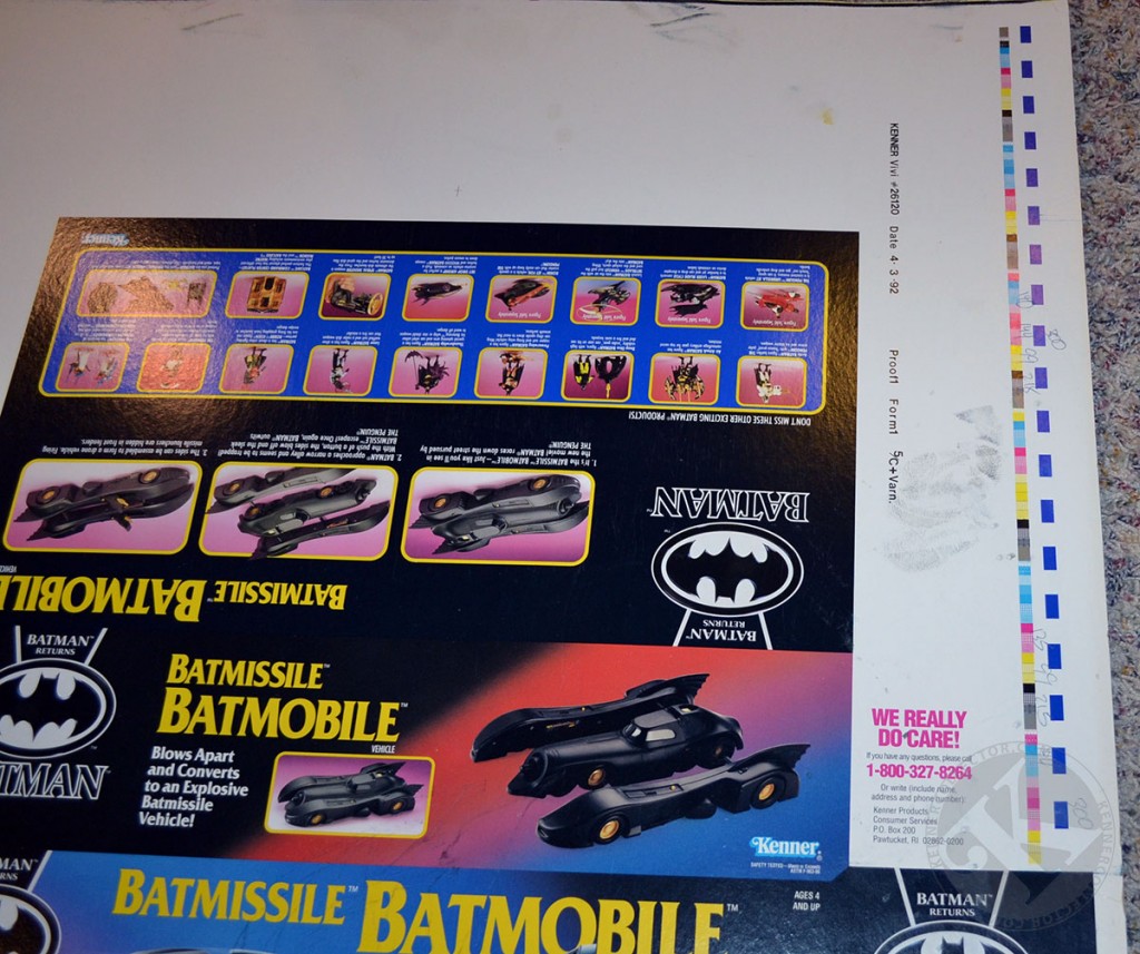 Kenner Batman Returns Batmissle Batmobile Proof Sheet
