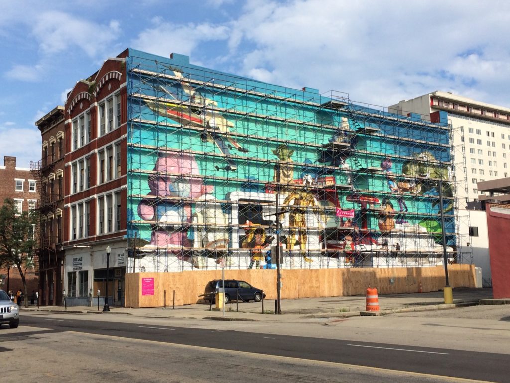 The Toy Heritage Mural in progress. Photo courtesy of Artworks.